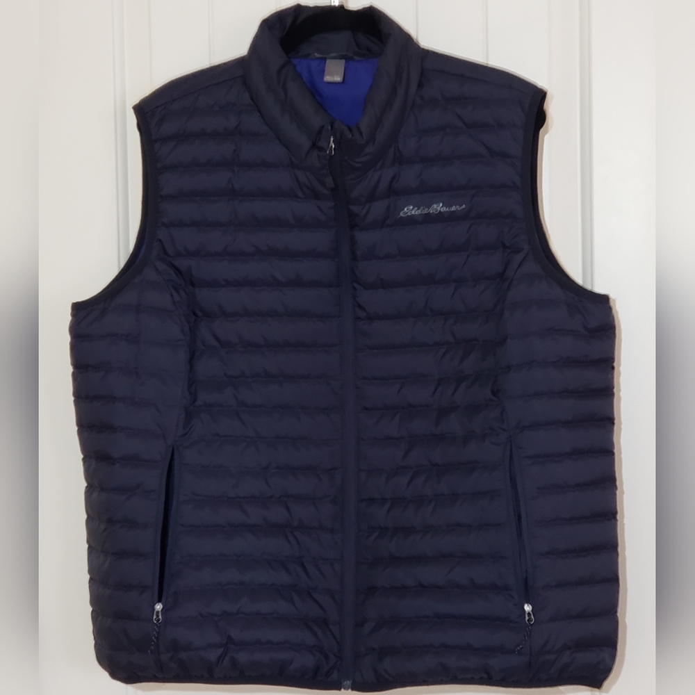 Eddie Bauer Navy Blue Down Quilted Vest, XXL